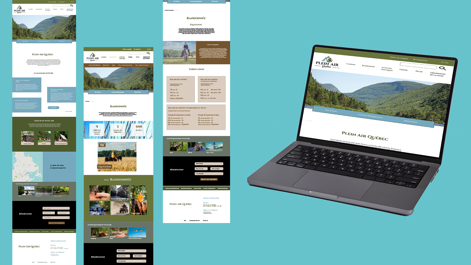 Vu en planche des maquettes UI pour la version desktop.
